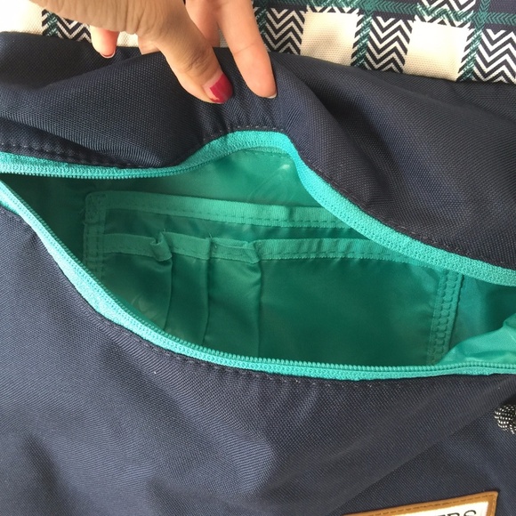 Large Navy Blue Green Plaid Laptop Backpack School Bag Knapsack